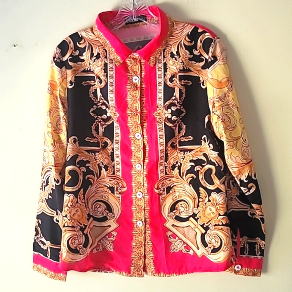 Long Sleeve Print Chicme Women Blouse Size M